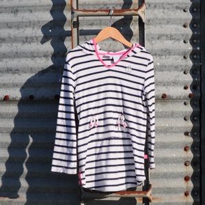 Blue Caribbean White and Navy Blue Striped Terrycloth Swimsuit Coverup